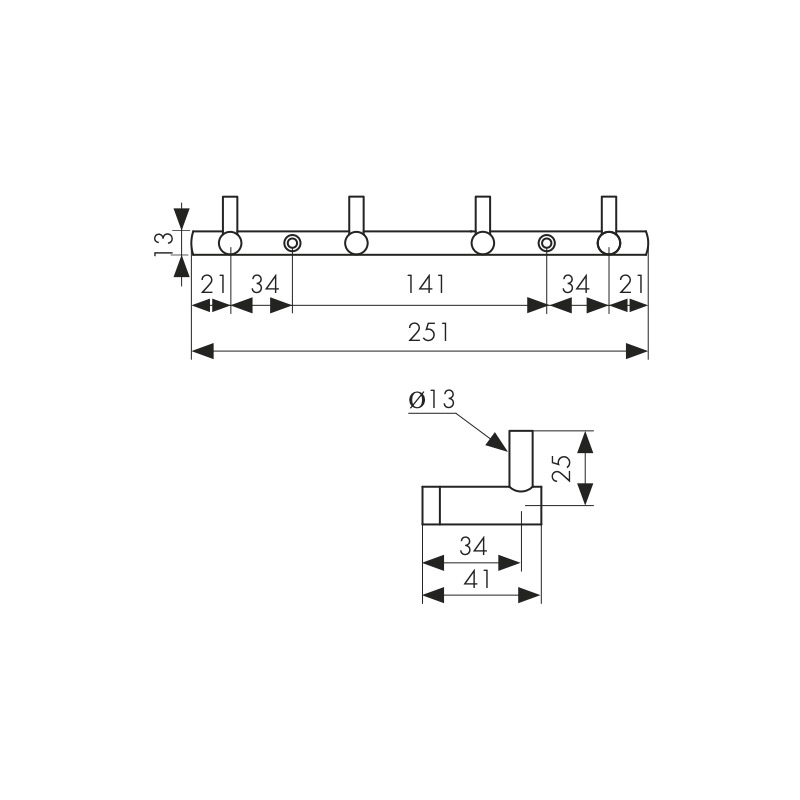 H0004 Планка KAISER с 4-мя крючками