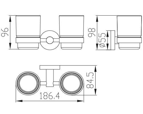 KH-2050 Держатель стаканов двойной KAISER 
