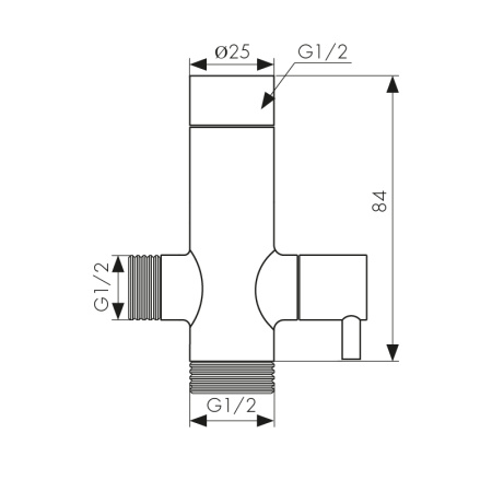 58DR Дивертор KАISER керамический 1/2вн х 1/2нар х 1/2нар