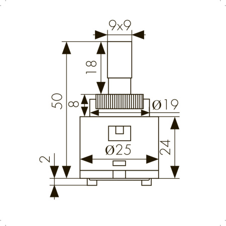 6201 Картридж KАISER Ø25 для смесителей 05511, 43244, 43344, 43444, 53022, 53077, 47711