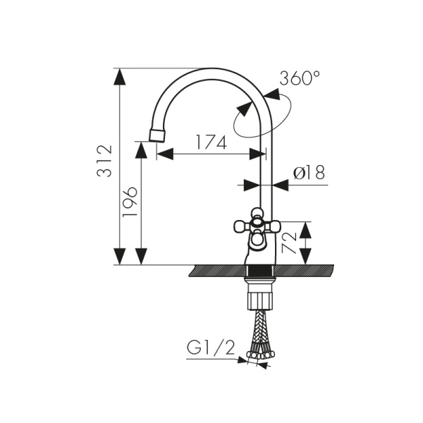 11043 Смеситель KAISER Carlson для кухни 