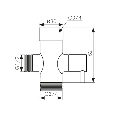 315 Дивертор KАISER керамический для душевого рейлинга 3/4вн х 1/2нар х 3/4нар
