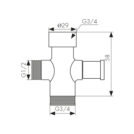 6516 Дивертор KАISER 3/4вн х 3/4нар х 1/2нар