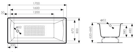 КВ-1805  Ванна KAISER чугунная с антискользящим покрытием