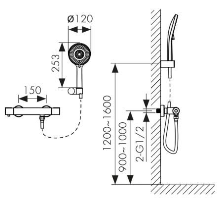 05377-3 Смеситель KAISER Serio для душа с термостатом