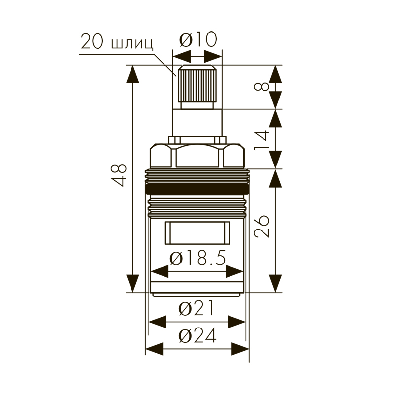 6158 Кран-букса KАISER 1/2 для смесителей 58011/58022/58033/58055/58182