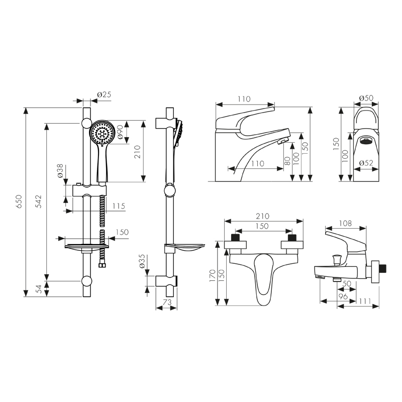 5500К Комплект смесителей KAISER County для ванной комнаты