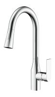 Смеситель KAISER Linear 59044 для кухни, хром, излив поворотный, выдвижной, латунь