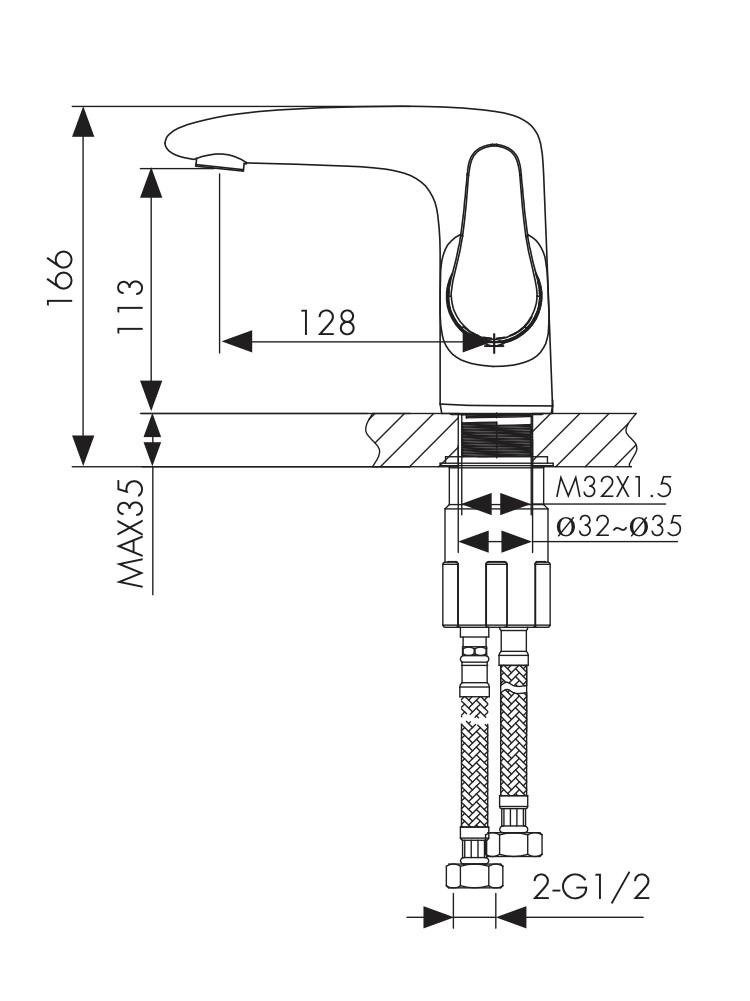 07011 Смеситель KAISER Plane для раковины  07011 Смеситель KAISER Plane для раковины