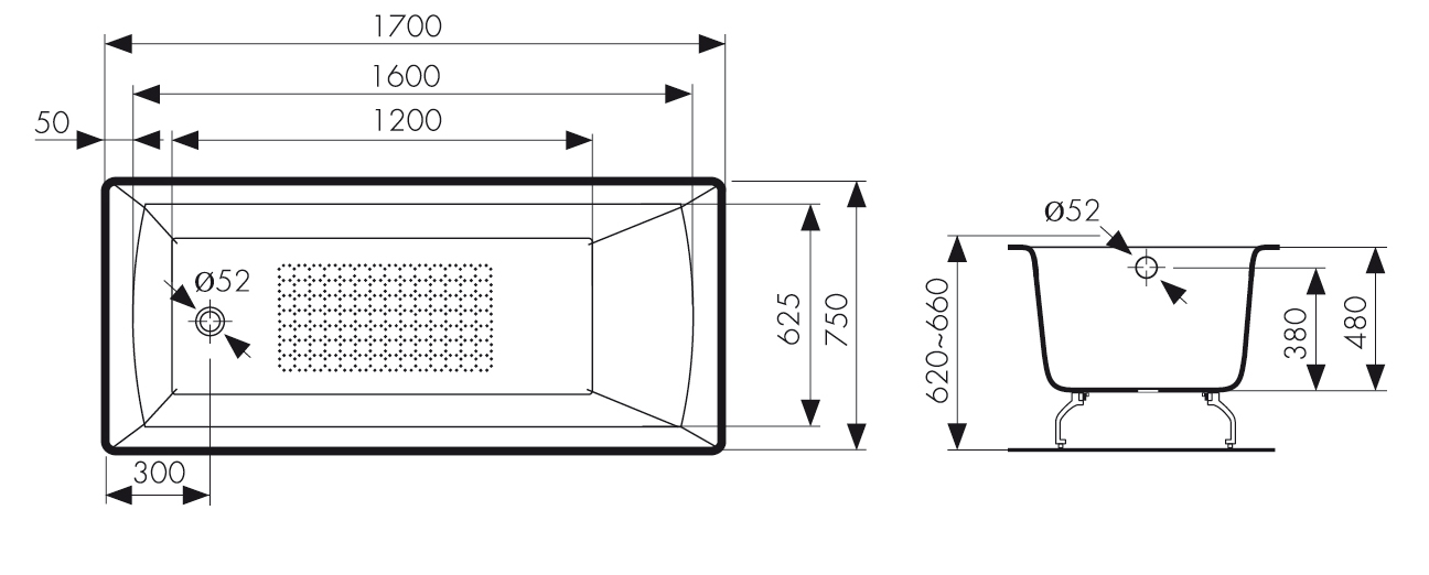КВ-1804  Ванна KAISER чугунная с антискользящим покрытием