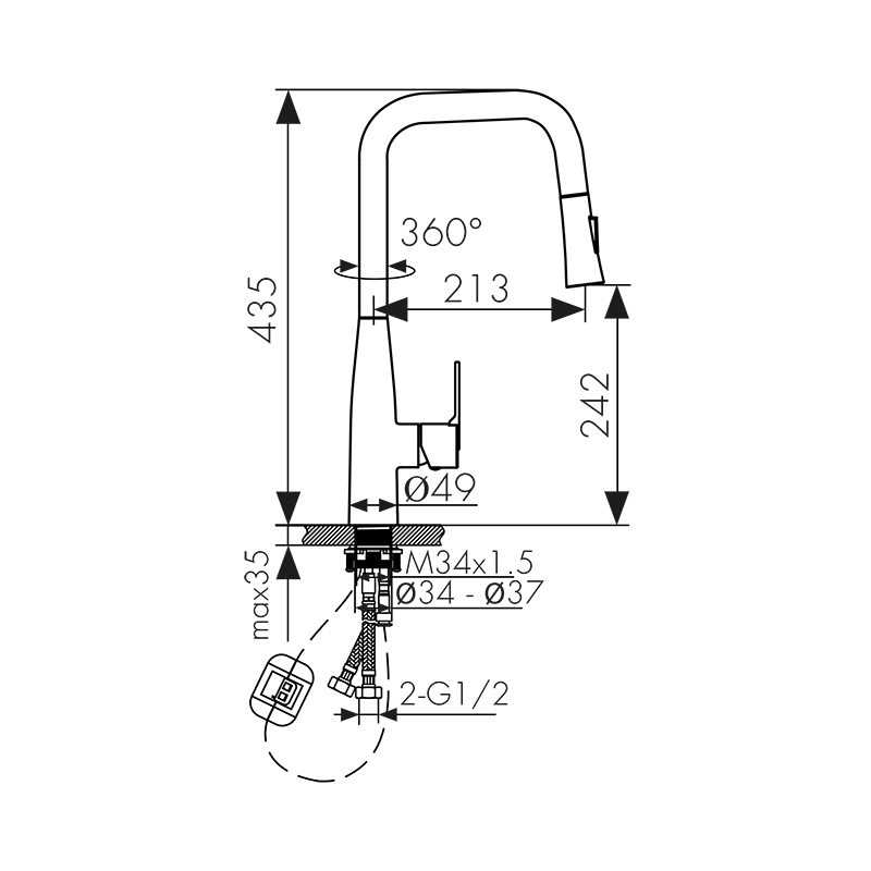 22144 Смеситель KAISER Claro для кухни  22144 Смеситель KAISER Claro для кухни