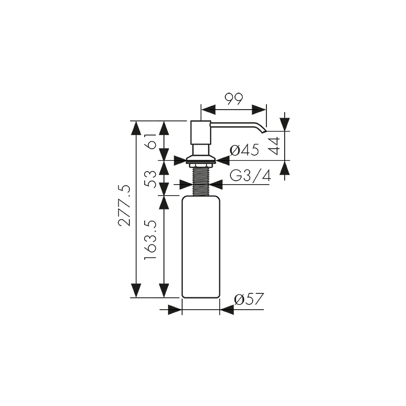 KH-3006 Дозатор KAISER для моющих средств встраиваемый, 350 мл