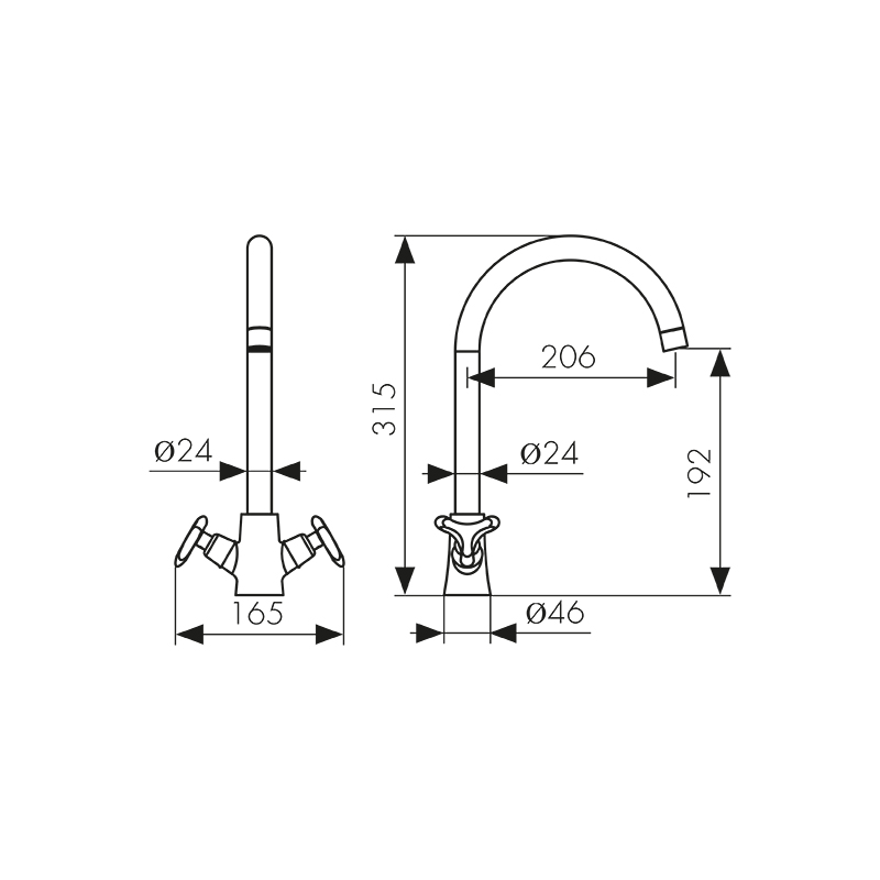 57033 Смеситель KAISER Trio для кухни 