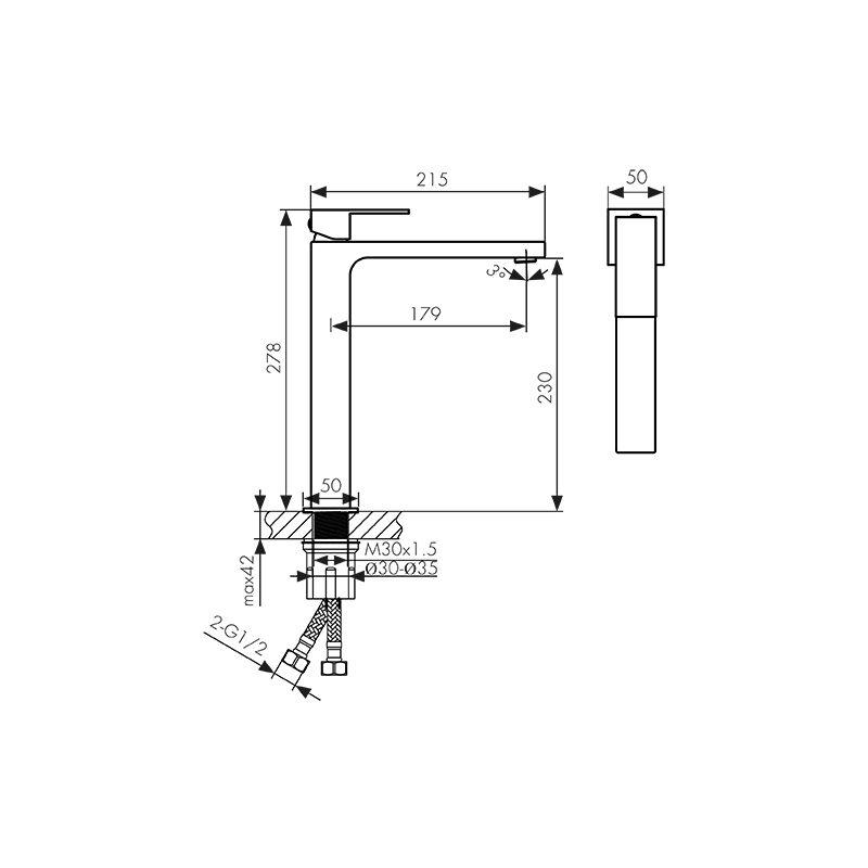 01311-9 Смеситель KAISER Cube для раковины 