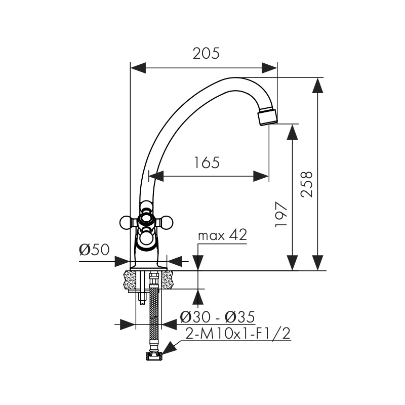 11063 Смеситель KAISER Carlson Lux для кухни  11063 Смеситель KAISER Carlson Lux для кухни