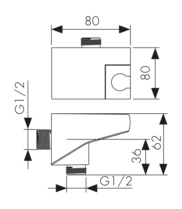 0160 Настенное подключение шланга KAISER с поворотным держателем для лейки
