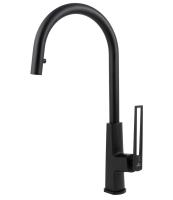 Смеситель KAISER Merkur 27166-2 для кухни, чёрный матовый, излив поворотный, выдвижной, латунь
