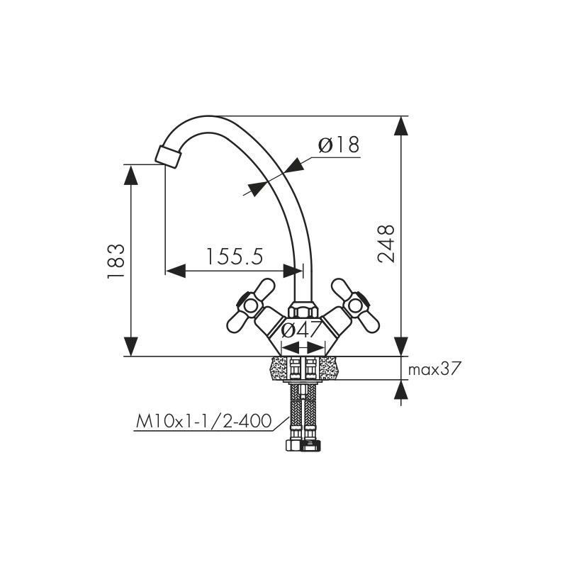11022 Смеситель KAISER Carlson для кухни 