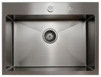 Мойка из нержавейки KAISER 600x450x200*3.0+1.2mm (воронёная сталь) / сифон
