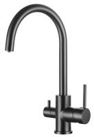 Смеситель KAISER Merkur 26744-15 для кухни с подачей фильтрованной воды, воронёная сталь, излив пово