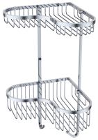 Полка двойная настенная угловая KAISER 240*240*450 с 2-мя крючками, хром (нерж. сталь)