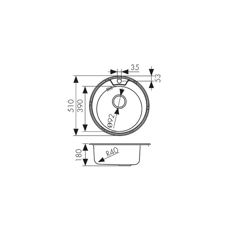 KSS-510 Мойка из нержавеющей стали KAISER Ø510x180