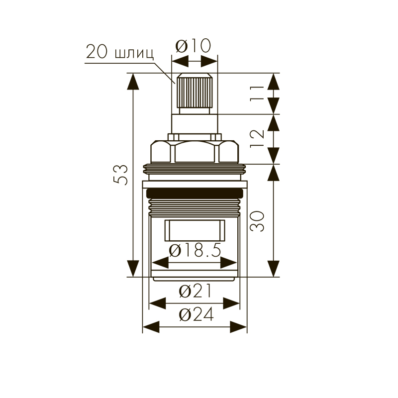 6142 Кран-букса KАISER 1/2 для смесителей серии 42/57/11255/11211