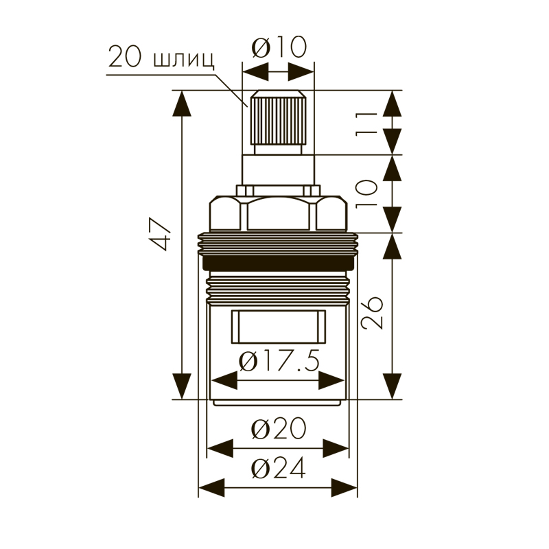 31KR Кран-букса KАISER для перекл. смес. 31144/31244/31744