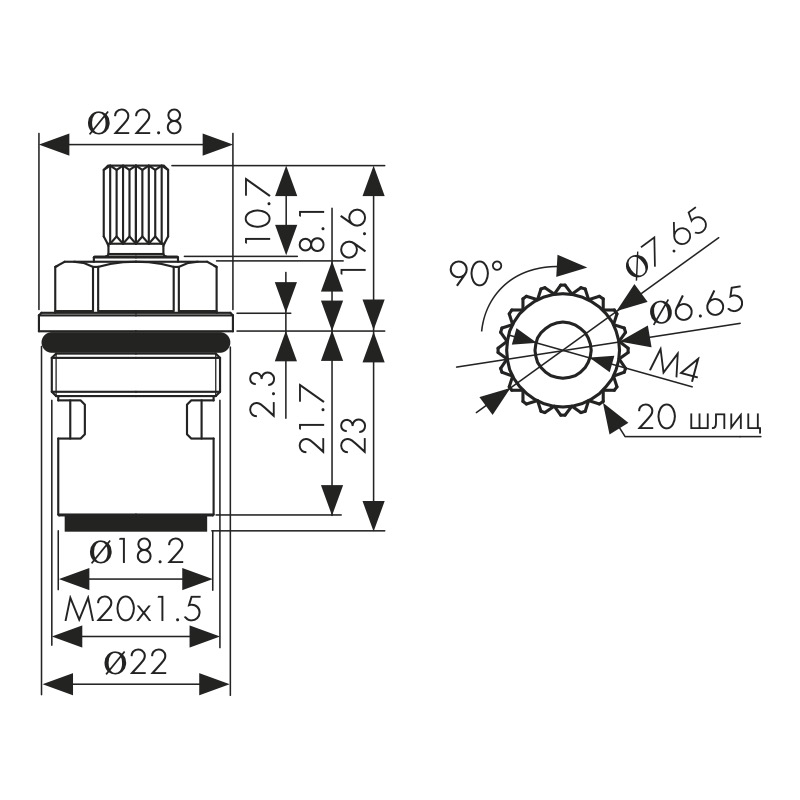 6118 Кран-букса для смесителей серии 13044 (1-ая модификация)