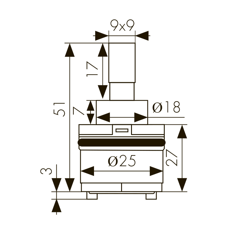 6202 Картридж KАISER Ø25  для смесителей 49111/49133/49144/05411