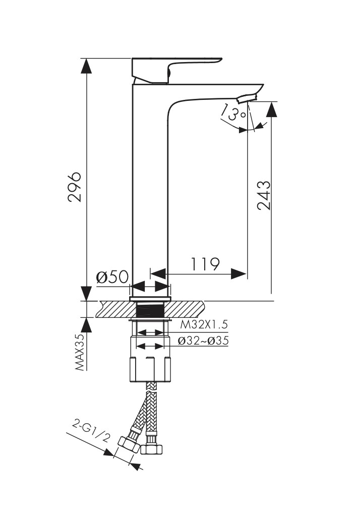 05111 Смеситель KAISER Cezar для раковины  05111 Смеситель KAISER Cezar для раковины