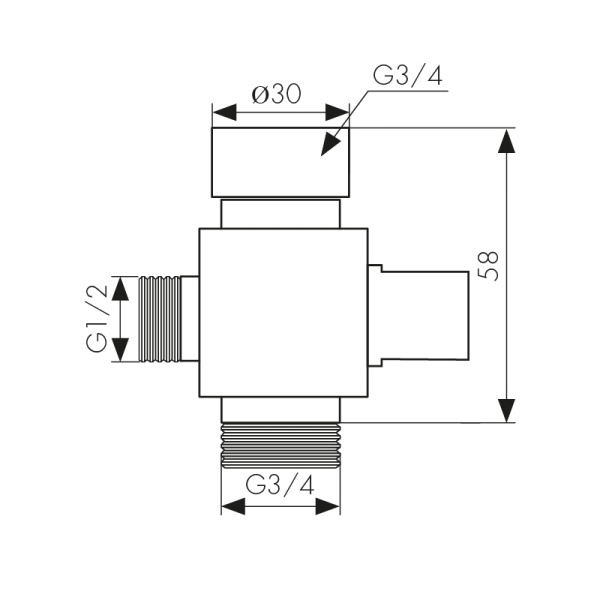 318 Дивертор KАISER EURO 3/4нар х 1/2нар х 3/4вн