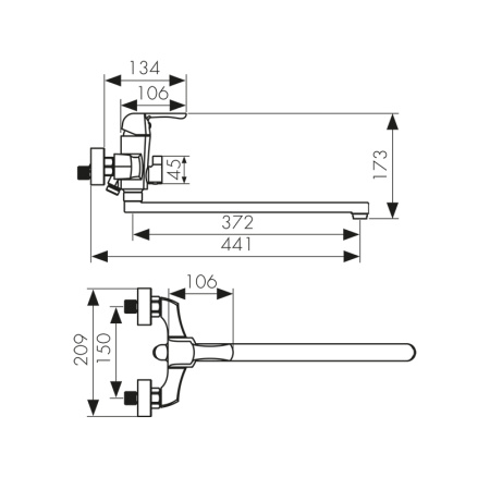 51055 Смеситель KAISER Boss для ванны