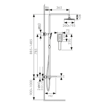 02182-2 Душевая система KAISER Star с термостатом