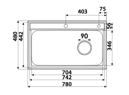 KSM-7848 Мойка из нержавеющей стали KAISER 780x480x230
