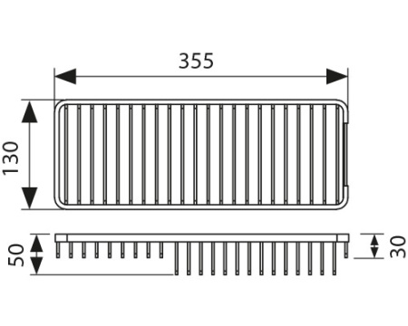 KH-5052 Полка настенная прямоугольная KAISER 355*130*50 