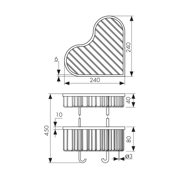 Полка двойная настенная угловая KAISER 