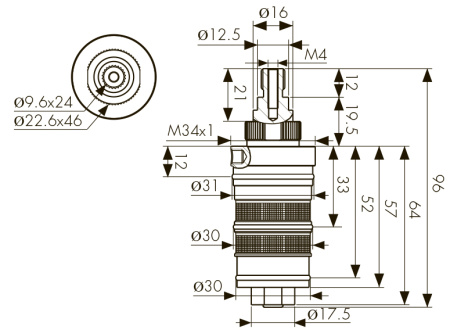 6280 Термостатический картридж KAISER для смесителя 01182, 07182, 07177