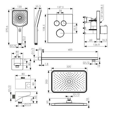 08477-9 Душевая система скрытого монтажа KAISER Sano с термостатом