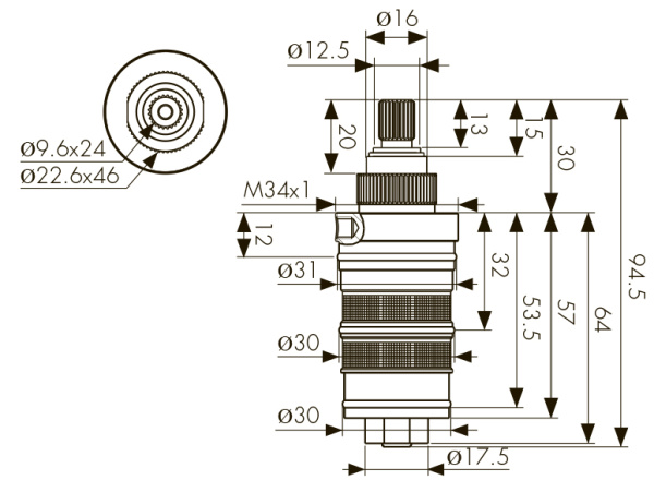 6281 Термостатический картридж KAISER для смесителя 34577