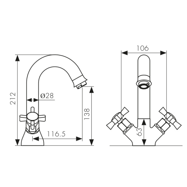 41011 Смеситель KAISER Cross для раковины 
