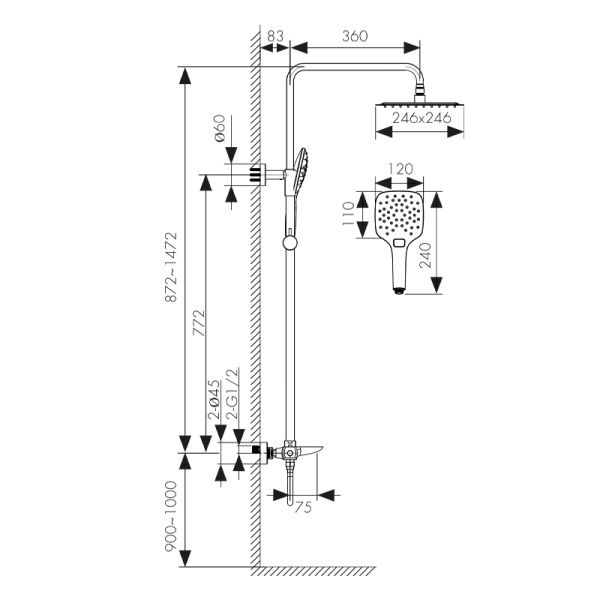 05282 Душевая система KAISER Cezar с термостатом