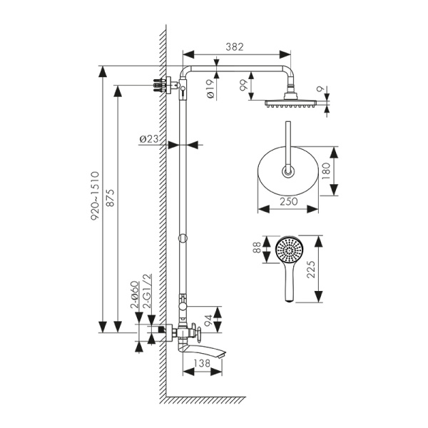 57188 Душевая система KAISER Trio