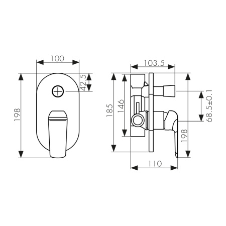 69277 Смеситель KAISER Glory скрытого монтажа