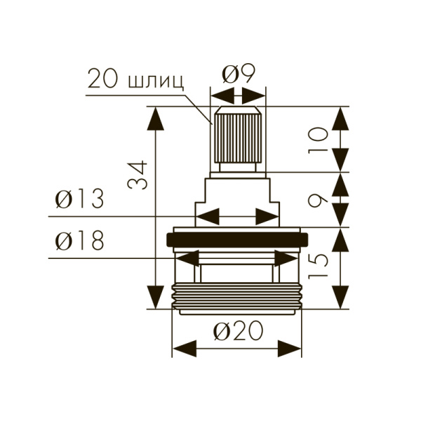 6134 Кран-букса KАISER для перекл. смес. 34044