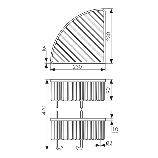 Полка двойная настенная угловая KAISER 