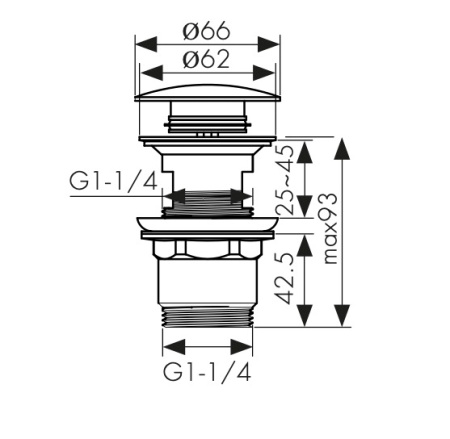 8040 Донный клапан KAISER с переливом, автомат
