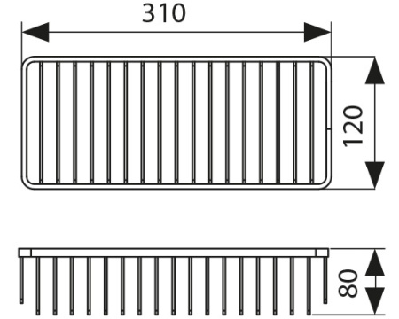 KH-5041 Полка настенная прямоугольная KAISER 310*120*80 