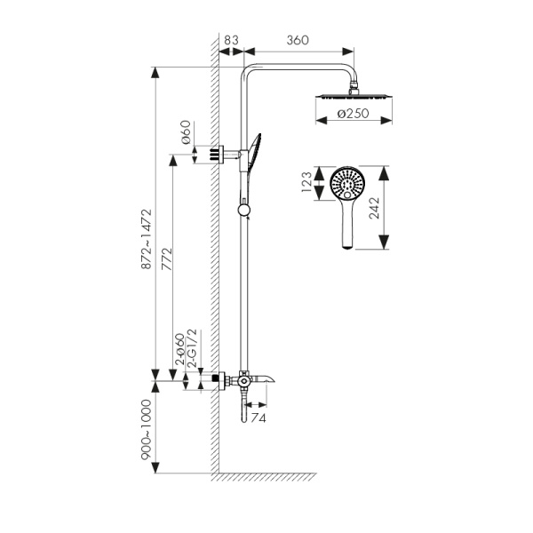 06182 Душевая система KAISER Nove с термостатом
