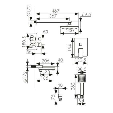 34677 Душевая система KAISER Sonat скрытого монтажа